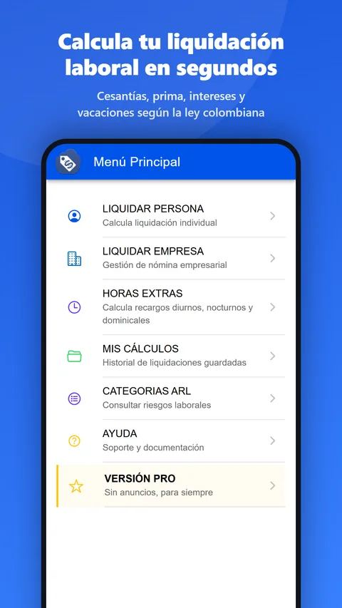 Pantalla principal de la app